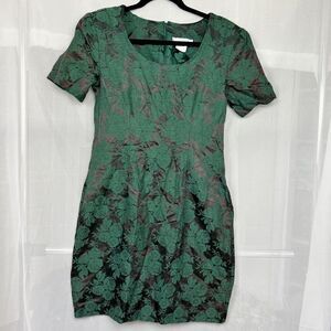 vintage Paris Sport Club brocade jaquard short sleeve mini dress satin sz 13/14